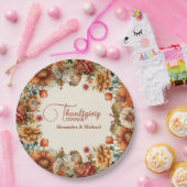 Assiettes En Carton Rust Terracotta Fleurs Thanksgiving Dîner (Fête)