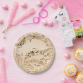 Assiettes En Carton Rustic Antique Musical Notes (Fête)