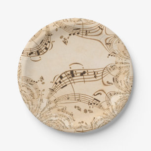 Assiettes En Carton Rustic Antique Musical Notes