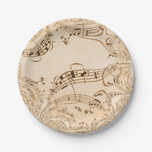 Assiettes En Carton Rustic Antique Musical Notes (Devant)