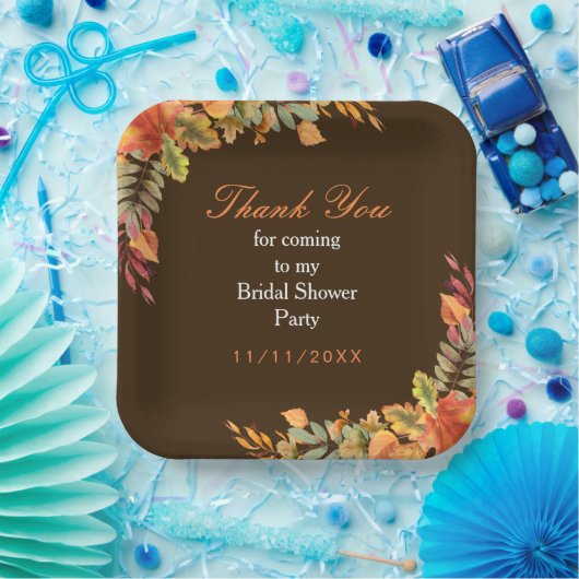 Assiettes En Carton Rustic Automne Feuilles Fête des mariées (Fête)