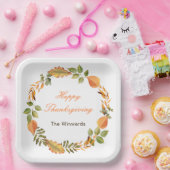 Assiettes En Carton Rustic Autumn Fall Leaves Square Thanksgiving  (Fête)