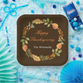 Assiettes En Carton Rustic Autumn Fall Leaves Square Thanksgiving  (Fête)