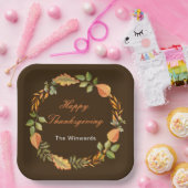 Assiettes En Carton Rustic Autumn Fall Leaves Square Thanksgiving  (Fête)