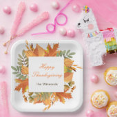 Assiettes En Carton Rustic Autumn Fall Leaves Square Thanksgiving (Fête)