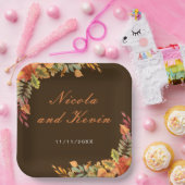 Assiettes En Carton Rustic Autumn Fall Leaves Wedding Thank You (Fête)