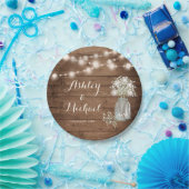 Assiettes En Carton Rustic Baby's Breath Mason Jar Lumières Mariage (Fête)