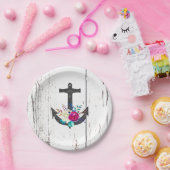 Assiettes En Carton Rustic Beach Anchor & Bold Floral Summer Nautical (Fête)