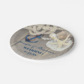 Assiettes En Carton Rustic Beach Shell Navy Ancre Mariage nautique (Angle)