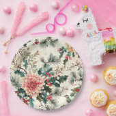 Assiettes En Carton Rustic Bird et Poinsettia Motif de Noël (11) (Fête)