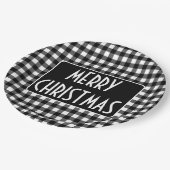 Assiettes En Carton Rustic Black & White Buffalo Plaid Merry Christmas (Angle)