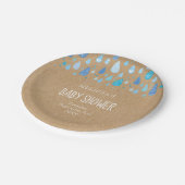 Assiettes En Carton Rustic Blue Raindrops Baby Boy Shower / Saupoudrer (Angle)