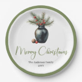 Assiettes En Carton Rustic Boho Christmas Tree in Botanical Style (Devant)