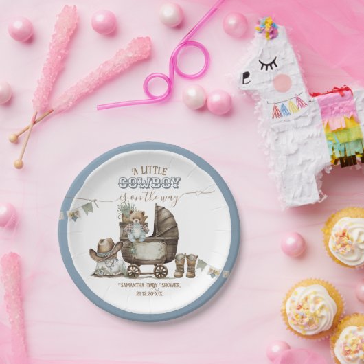 Assiettes En Carton Rustic Boho Country Wild West Boy Douche (Fête)