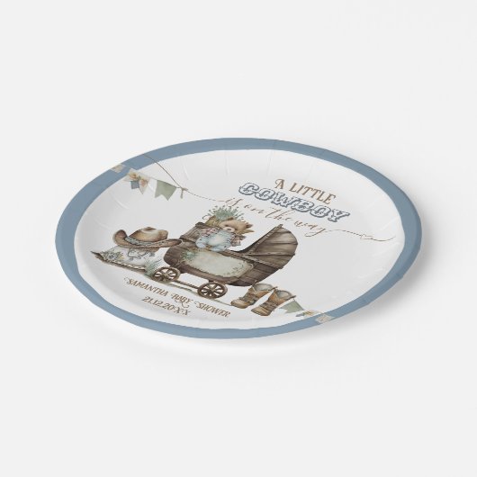 Assiettes En Carton Rustic Boho Country Wild West Boy Douche (Angle)