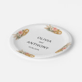 Assiettes En Carton Rustic Boho Floral Watercolor Wedding  (Angle)