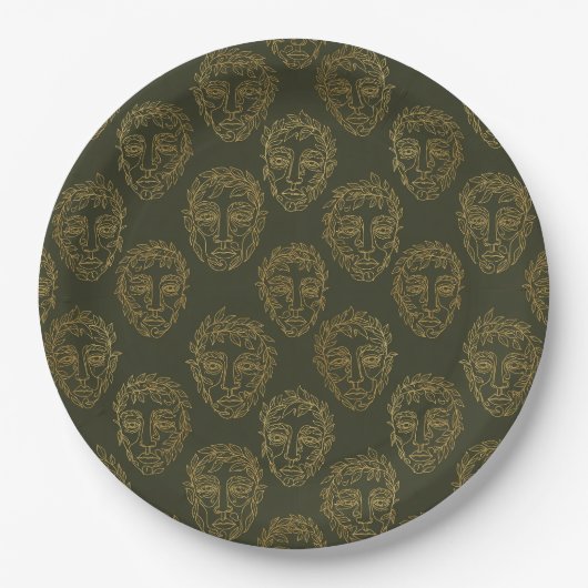 Assiettes En Carton Rustic Botanical Face Line Pattern (2) (Devant)