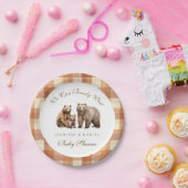 Assiettes En Carton Rustic Brown Plaid Grizzly Bear Family Baby Shower (Fête)
