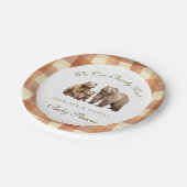 Assiettes En Carton Rustic Brown Plaid Grizzly Bear Family Baby Shower (Angle)