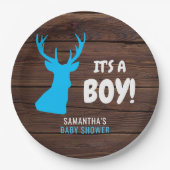 Assiettes En Carton Rustic Buck Deer Wood C'EST UN GARÇON Papier Baby (Devant)