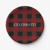 Assiettes En Carton Rustic Buffalo Plaid Célébrer ou Customiser (Devant)
