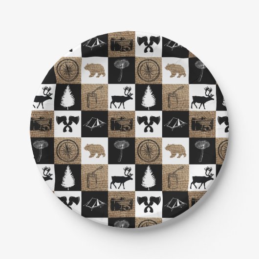 Assiettes En Carton Rustic Camping Extérieur Aventure (Devant)