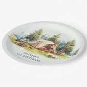Assiettes En Carton Rustic Camping fête d'anniversaire (Angle)