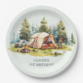 Assiettes En Carton Rustic Camping fête d'anniversaire (Devant)
