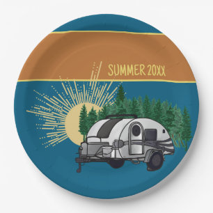 Assiettes En Carton Rustic Camping Travel Trailer Pique-nique