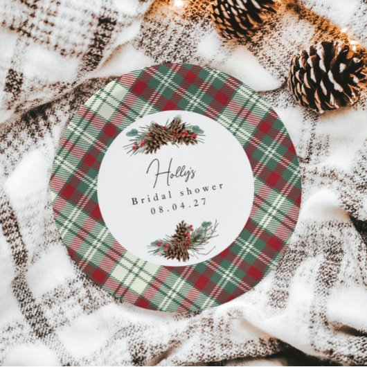 Assiettes En Carton Rustic Christmas Bridal Shower – Pinecone & Pine
