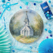 Assiettes En Carton Rustic Church Path in Wildflower Meadow (Fête)