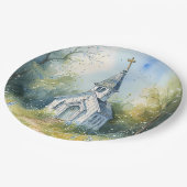 Assiettes En Carton Rustic Church Path in Wildflower Meadow (Angle)