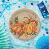 Assiettes En Carton Rustic Citrouille Feuille (Fête)