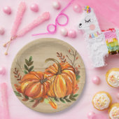 Assiettes En Carton Rustic Citrouille Feuille (Fête)