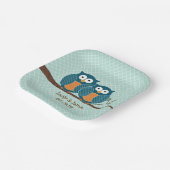 Assiettes En Carton Rustic Country Chouettes Turquoises assis dans un  (Angulaire)