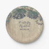 Assiettes En Carton Rustic Country Succulents Wreath Mariage (Devant)