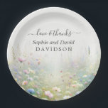 Assiettes En Carton Rustic Country Watercolor Fleur sauvage Mariage<br><div class="desc">Design de charme avec fleurs sauvages d'aquarelle douce,  calligraphie moderne. Utilisez l'outil Personnaliser pour ajouter vos informations. Les éléments correspondants se trouvent dans ma collection de Mariages Fleur sauvage.</div>