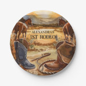 Assiettes En Carton Rustic Cowboy Rodeo 1st Birthday Theme (Devant)
