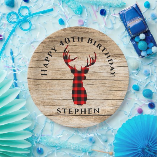 Assiettes En Carton Rustic Deer Hunter Thème 40e fête d'anniversaire (Fête)