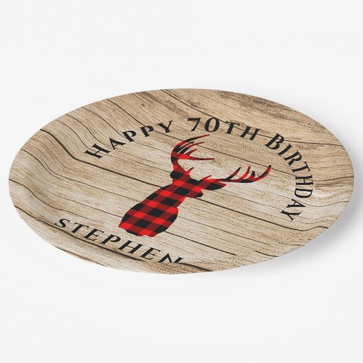 Assiettes En Carton Rustic Deer Hunter Thème 70e fête d'anniversaire (Angle)
