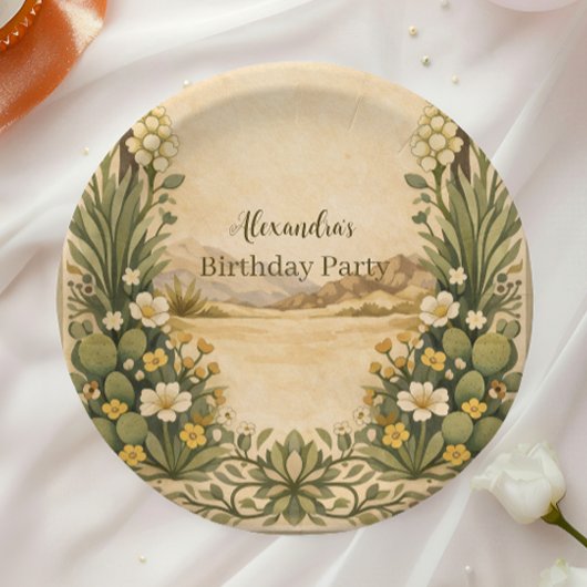 Assiettes En Carton Rustic Desert Botanicals Birthday