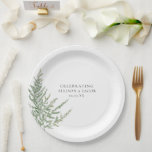 Assiettes En Carton Rustic Elegance Watercolor Mariage<br><div class="desc">Ajoutez une touche d'élégance à votre journée spéciale avec cette plaque de papier de fougère aquarelle.</div>