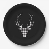 Assiettes En Carton Rustic Elegant Plaid Deer Christmas Paper Plates (Devant)