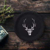 Assiettes En Carton Rustic Elegant Plaid Deer Christmas Paper Plates