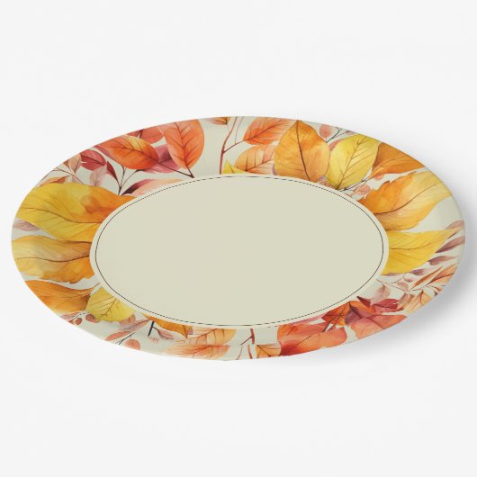 Assiettes En Carton Rustic Fall laisse un mariage élégant (Angle)