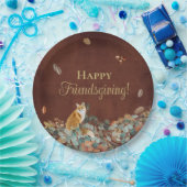 Assiettes En Carton Rustic Fall Leaves et Fox Friendsgiving (Fête)