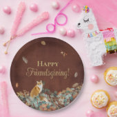 Assiettes En Carton Rustic Fall Leaves et Fox Friendsgiving (Fête)