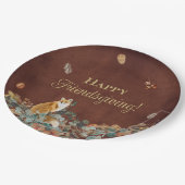 Assiettes En Carton Rustic Fall Leaves et Fox Friendsgiving (Angle)