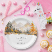 Assiettes En Carton Rustic Fall Mountain Pine Forest Wedding (Fête)