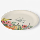 Assiettes En Carton Rustic Fall Pink Floral Pumpkins Birthday Party (Angle)